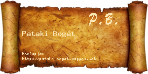 Pataki Bogát névjegykártya